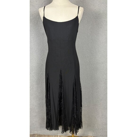 Steve Madden Black Midi Vita Dress With Lace Panels & Straps Black Large NWT's - Picture 1 of 8